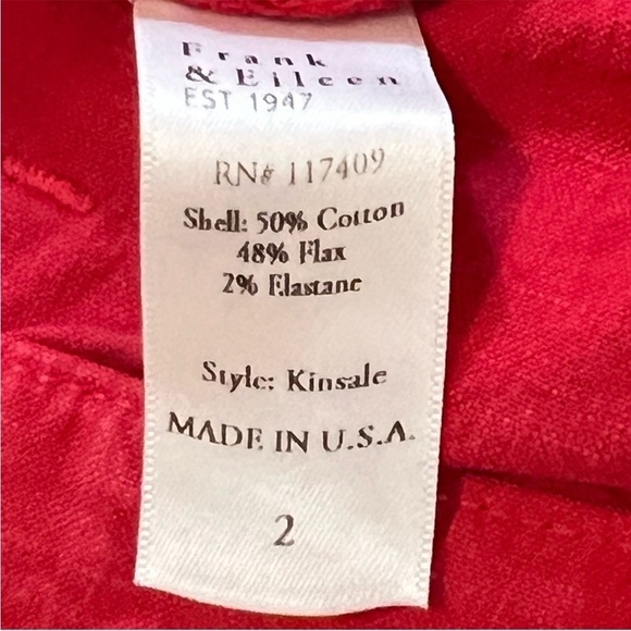 Frank & Eileen Kinsale Performance Pant Raw Hem High Rise 2 Red classic cropped - Picture 11 of 15